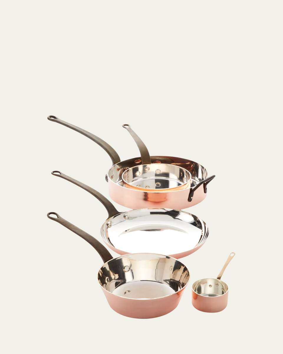 Solid Copper Silver-Lined Pans, Set of 5